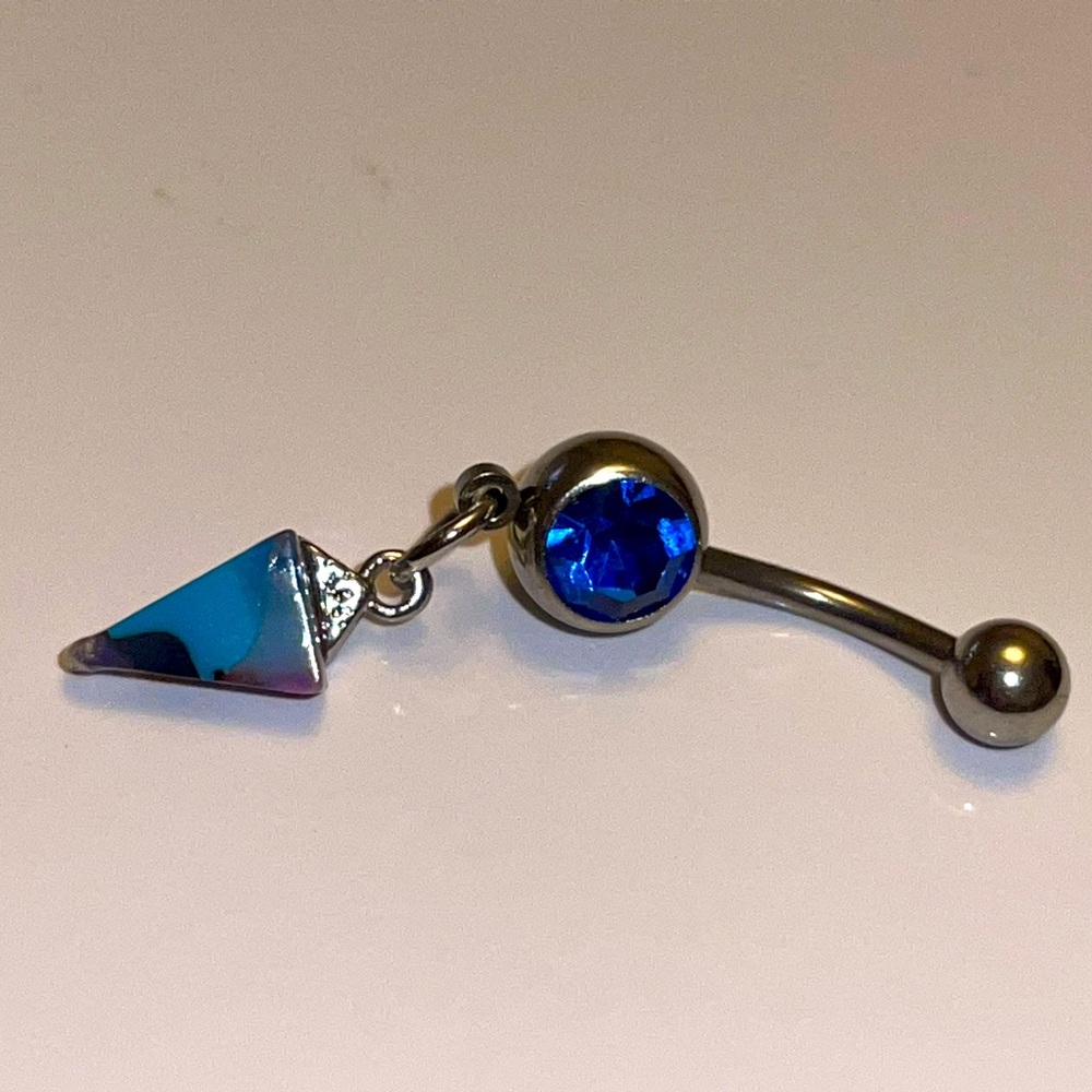 Handmade blue and purple agate belly ring